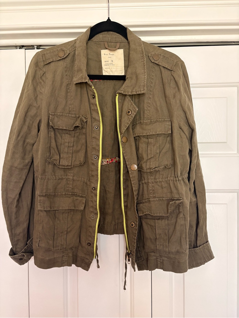 Free People Women's Olive Green Military Field Jacket - Picture 3 of 5